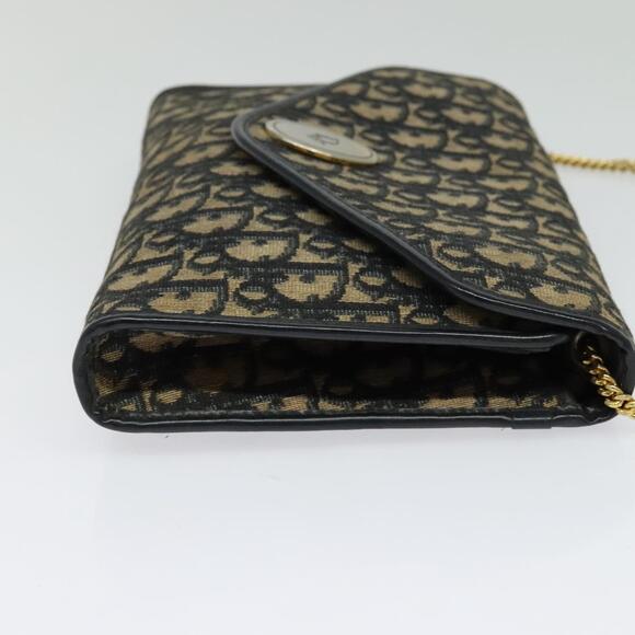 DIOR Trotter Canvas Chain Shoulder Bag Navy Gold - Picture 5 of 12